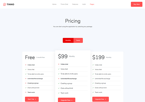 Tinno Pricing Page